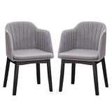 Upholstered Velvet Accent Modern Dining Chairs Set of 2 with Curved Backrests-Grey