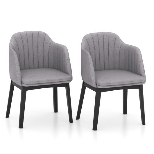 Upholstered Velvet Accent Modern Dining Chairs Set of 2 with Curved Backrests-Grey