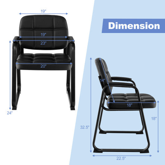 Upholstered Waiting Room Chair with Armrest and Ergonomic Backrest-Black