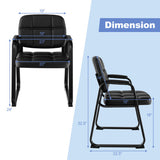 Upholstered Waiting Room Chair with Armrest and Ergonomic Backrest-Black