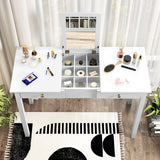 Vanity Desk Makeup Dressing Table with Flip Top Mirror and Drawers-White