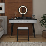Makeup Vanity Table Set with LED Mirror and 3 Spacious Drawers-White and Black