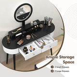 Makeup Vanity Table Set with LED Mirror and 3 Spacious Drawers-White and Black