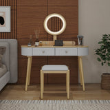 Makeup Vanity Table Set with LED Mirror and 3 Spacious Drawers-Natural
