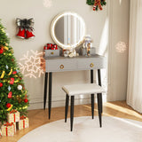 Vanity Table Set with Mirror-Gray