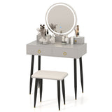 Vanity Table Set with Mirror-Gray