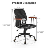 Velvet Home Office Chair with Wooden Armrest-Black
