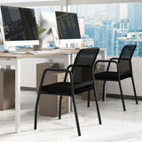Waiting Room Chair Set of 2 Office Guest Chairs with Ergonomic Mesh Backrest-Black
