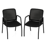 Waiting Room Chair Set of 2 Office Guest Chairs with Ergonomic Mesh Backrest-Black
