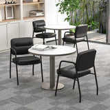Waiting Room Guest Chair Set of 2 with Mixed PU Leather and Integrated Armrests-Black