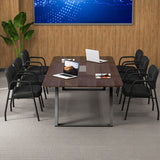 Waiting Room Guest Chair Set of 2 with Mixed PU Leather and Integrated Armrests-Black
