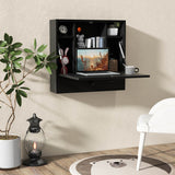 Wall-Mount Floating Desk Foldable Space Saving Laptop Workstation Black