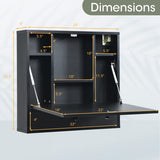 Wall-Mount Floating Desk Foldable Space Saving Laptop Workstation Black