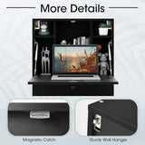 Wall-Mount Floating Desk Foldable Space Saving Laptop Workstation Black