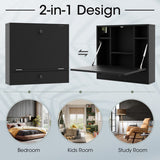 Wall-Mount Floating Desk Foldable Space Saving Laptop Workstation Black