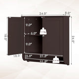 Wall Mounted Bathroom Storage Medicine Cabinet with Towel Bar-Brown