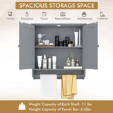 Wall Mounted Bathroom Storage Medicine Cabinet with Towel Bar-Gray