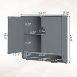 Wall Mounted Bathroom Storage Medicine Cabinet with Towel Bar-Gray