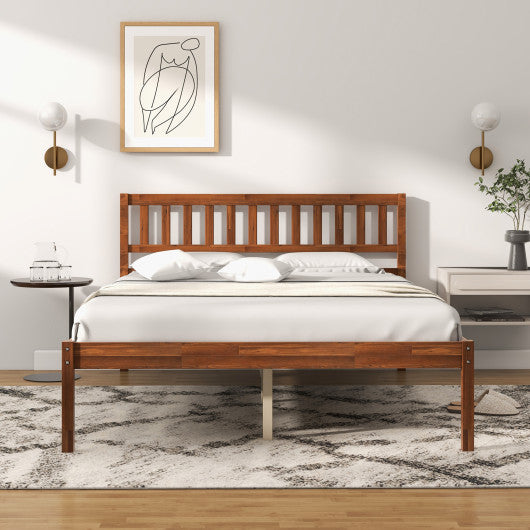 Twin/Full/Queen Size Wood Bed Frame with Headboard and Slat Support-Full Size