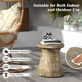 2-in-1 Rock End Table with Wood Grain for Living Room