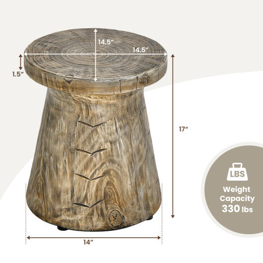 2-in-1 Rock End Table with Wood Grain for Living Room