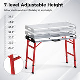 42 Inches x 21 Inches Welding Table with Adjustable Height and 2 Bar Clamps-Silver