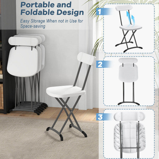 2 Pieces Outdoor Folding Chair Set with Sturdy Frame and Ergonomic Backrest-White