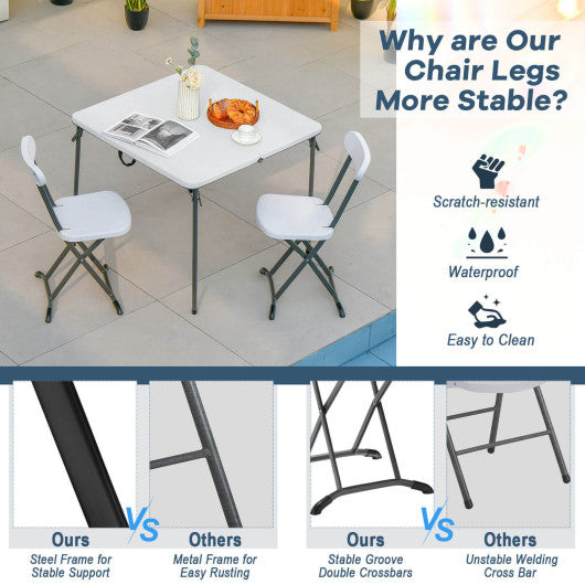 2 Pieces Outdoor Folding Chair Set with Sturdy Frame and Ergonomic Backrest-White