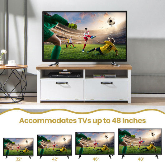 41.5 Inch Modern TV Stand with 2 Cabinets for TVs up to 48 Inch-White