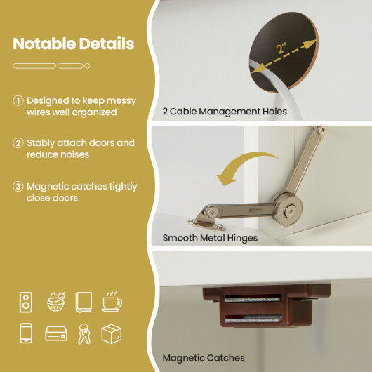 41.5 Inch Modern TV Stand with 2 Cabinets for TVs up to 48 Inch-White