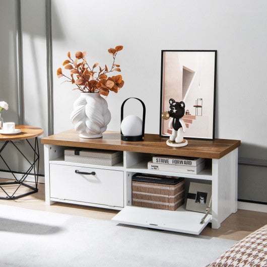 41.5 Inch Modern TV Stand with 2 Cabinets for TVs up to 48 Inch-White