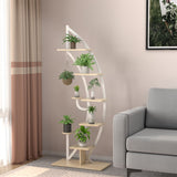 6-Tier 9 Potted Metal Plant Stand Holder Display Shelf with Hook-White