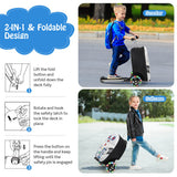 Hardshell Ride-on Suitcase Scooter with LED Flashing Wheels-White
