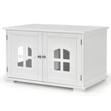 Large Wooden Cat Litter Box Enclosure Hidden Cat Washroom with Divider White