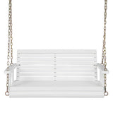 2-Person Wooden Porch Swing with Hanging Chains for Garden Yard-White