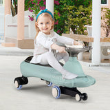 Wiggle Car with Hauling Rope Ride on Toy with Under-Seat Storage-Green