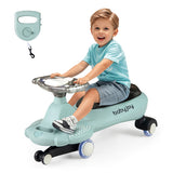 Wiggle Car with Hauling Rope Ride on Toy with Under-Seat Storage-Green