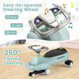 Wiggle Car with Hauling Rope Ride on Toy with Under-Seat Storage-Green