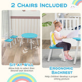 Wood Activity Kids Table and Chair Set with Center Mesh Storage-Blue