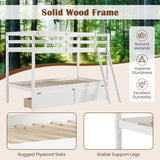 Twin Over Twin Bunk Bed Wood Bed Frame with 2 Storage Drawers and Ladder-White