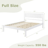 Twin/Full/Queen Size Wood Bed Frame with Headboard and Wooden Slats Support-Full