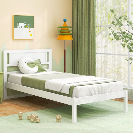 Twin/Full/Queen Size Wood Bed Frame with Headboard and Wooden Slats Support-Twin