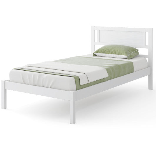 Twin/Full/Queen Size Wood Bed Frame with Headboard and Wooden Slats Support-Twin