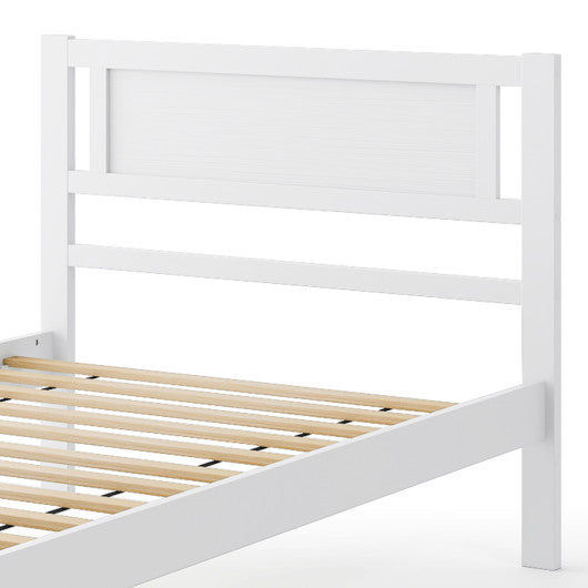 Twin/Full/Queen Size Wood Bed Frame with Headboard and Wooden Slats Support-Twin