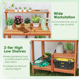 Outdoor Garden Potting Wood Planting Workstation with Open Shelves