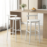 Wooden Bar Chair Set of 2  with Backrest and Footrest for Home Restaurant Cafe-White