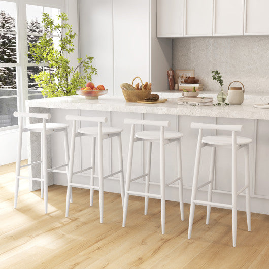 Wooden Bar Chair Set of 2  with Backrest and Footrest for Home Restaurant Cafe-White