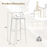 Wooden Bar Chair Set of 2  with Backrest and Footrest for Home Restaurant Cafe-White