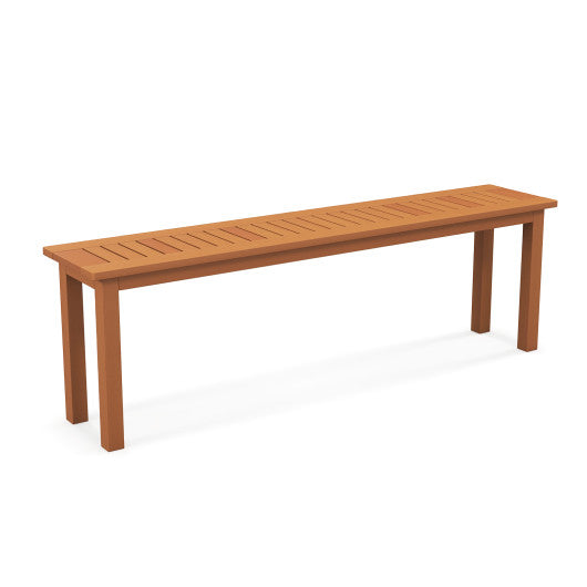 Outdoor 59 Inch Long Patio Dining Backless Wooden Bench with Teak Oil Finish