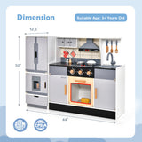 Wooden Chef Play Kitchen and Refrigerator with Realistic Range Hood and Roaster